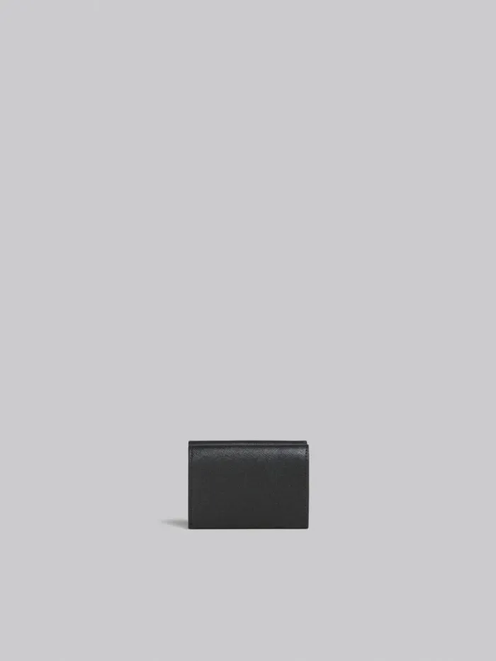 Women Marni Wallets and Small Leather Goods Black Saffiano Leather TriFold Wallet