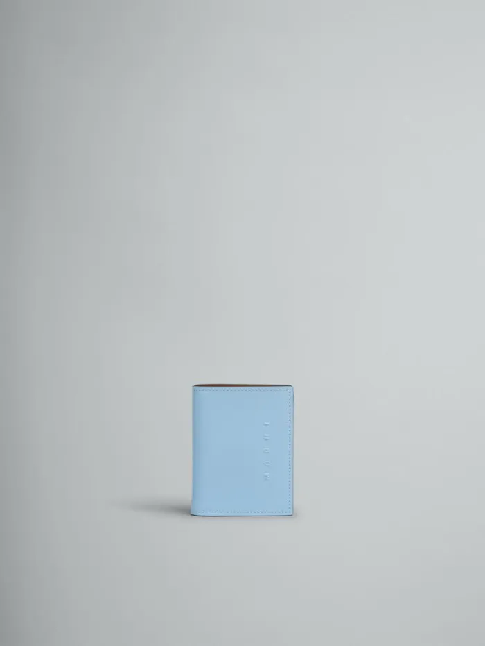 Women Marni Wallets and Small Leather Goods Blue Leather Bifold Wallet With Raised Marni Logo Women Marni Wallets and Small Leather Goods Blue Leather Bifold Wallet With Raised Marni Logo
