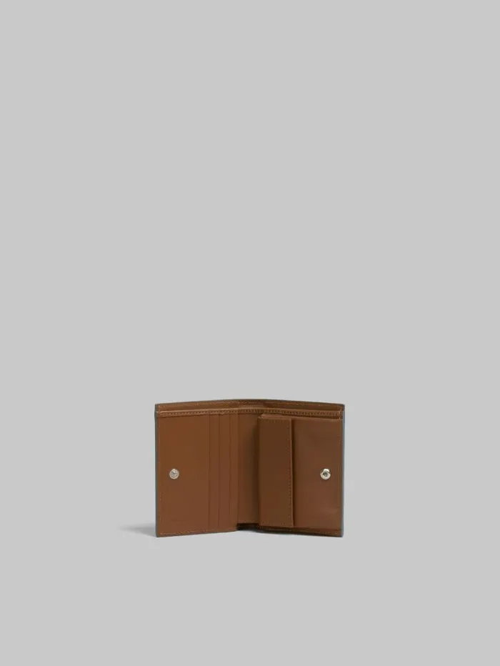 Women Marni Wallets and Small Leather Goods Blue Leather Bifold Wallet With Raised Marni Logo