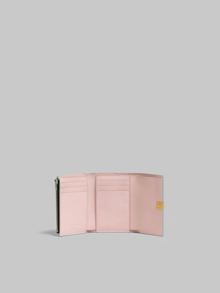 Women Marni Wallets and Small Leather Goods Green Leather Trifold Prisma Wallet
