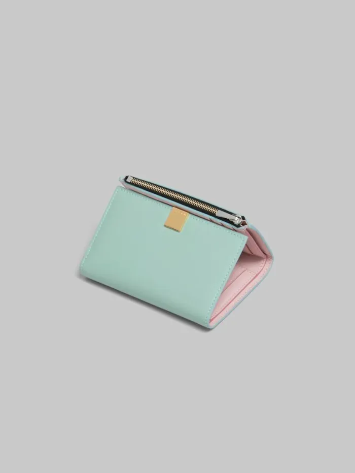 Women Marni Wallets and Small Leather Goods Green Leather Trifold Prisma Wallet