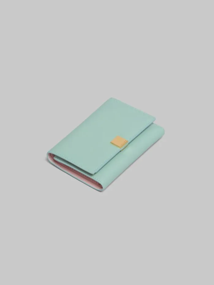 Women Marni Wallets and Small Leather Goods Green Leather Trifold Prisma Wallet