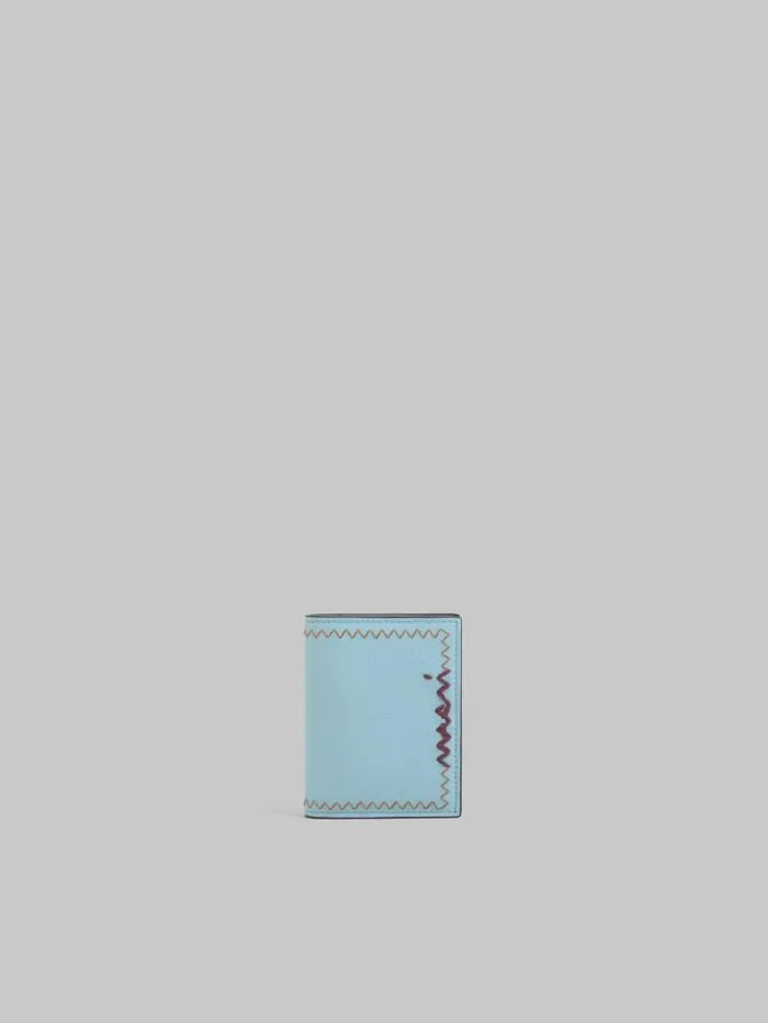 Women Marni Wallets and Small Leather Goods Sky Blue BiFold Wallet With Marni Mending Embroidery Women Marni Wallets and Small Leather Goods Sky Blue BiFold Wallet With Marni Mending Embroidery