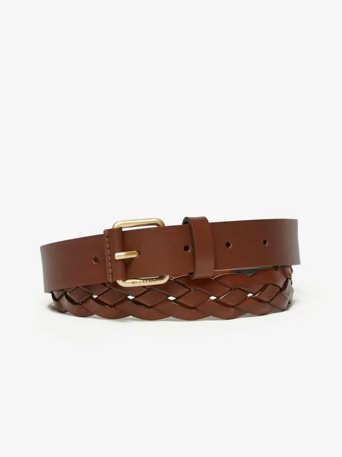 Women Max Mara Belts Woven Leather Belt Tobacco
