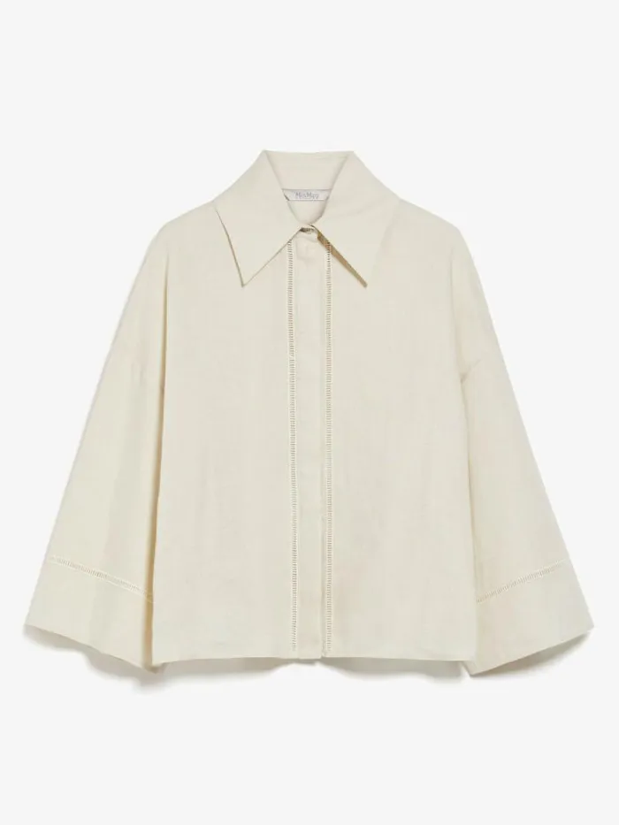 Women Max Mara Blouses Linen Canvas Shirt Ecru
