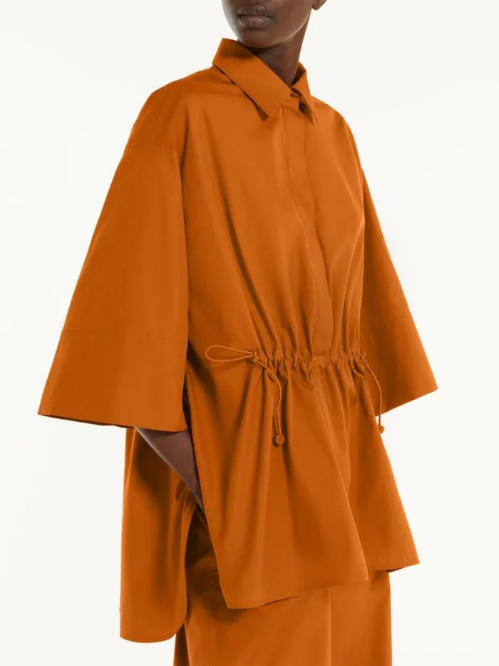 Women Max Mara Blouses Loosefitting Cotton Poplin Shirt Earth