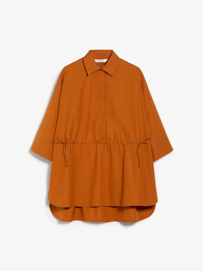 Women Max Mara Blouses Loosefitting Cotton Poplin Shirt Earth