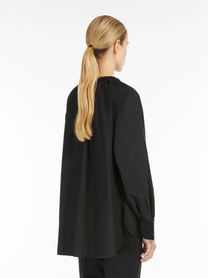 Women Max Mara Blouses Oversize Poplin Shirt Black