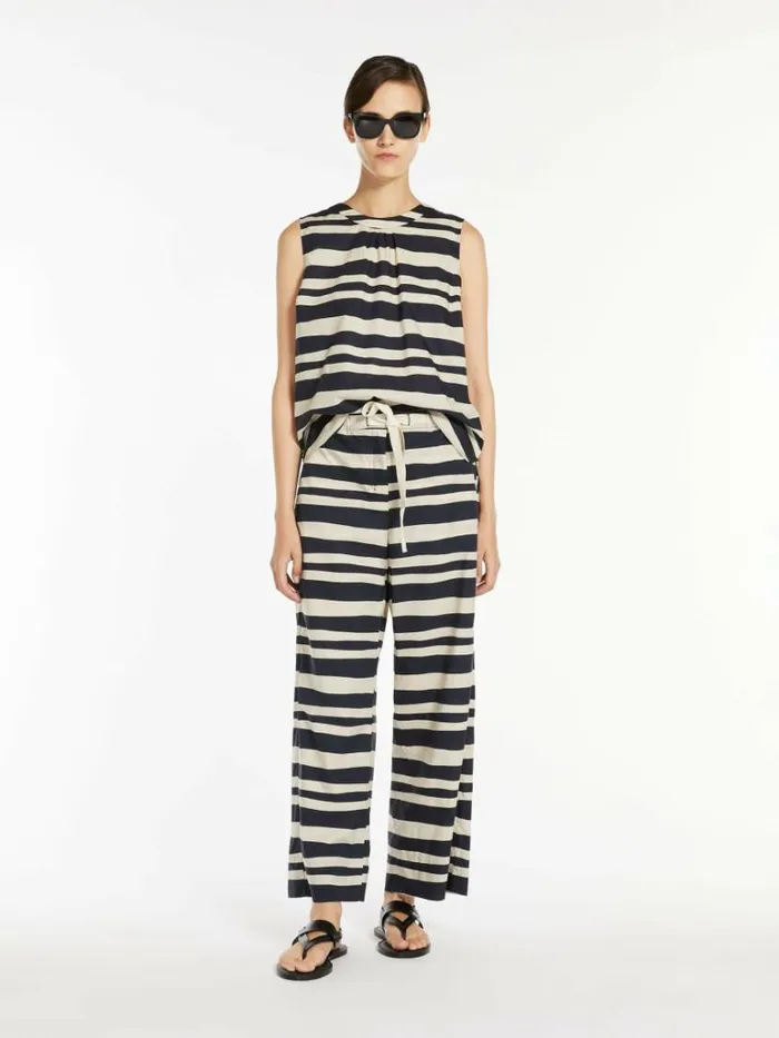 Women Max Mara Blouses Printed Cotton Top Ultramarine