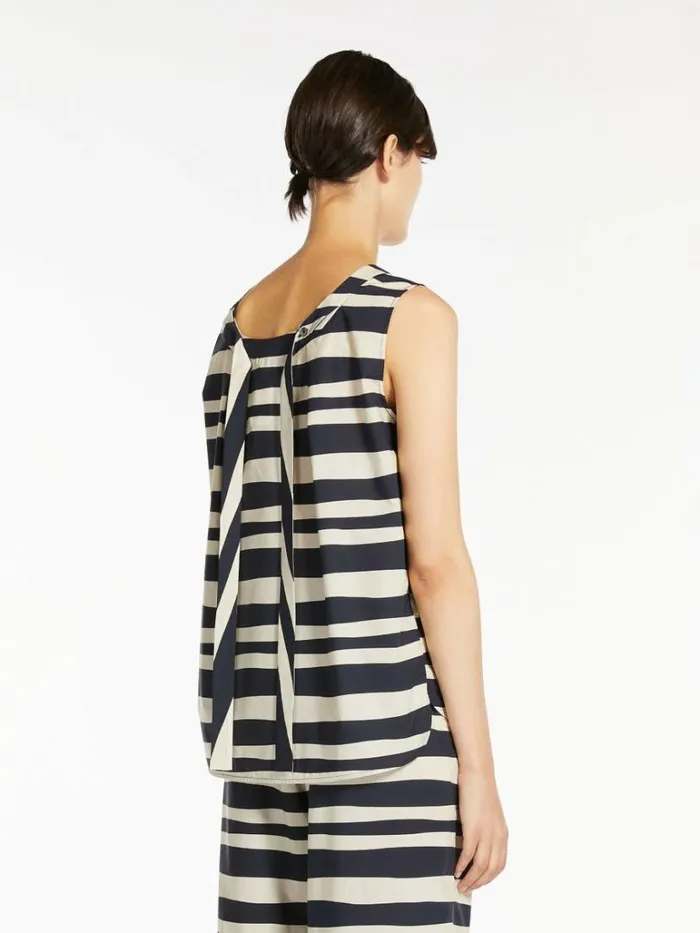 Women Max Mara Blouses Printed Cotton Top Ultramarine