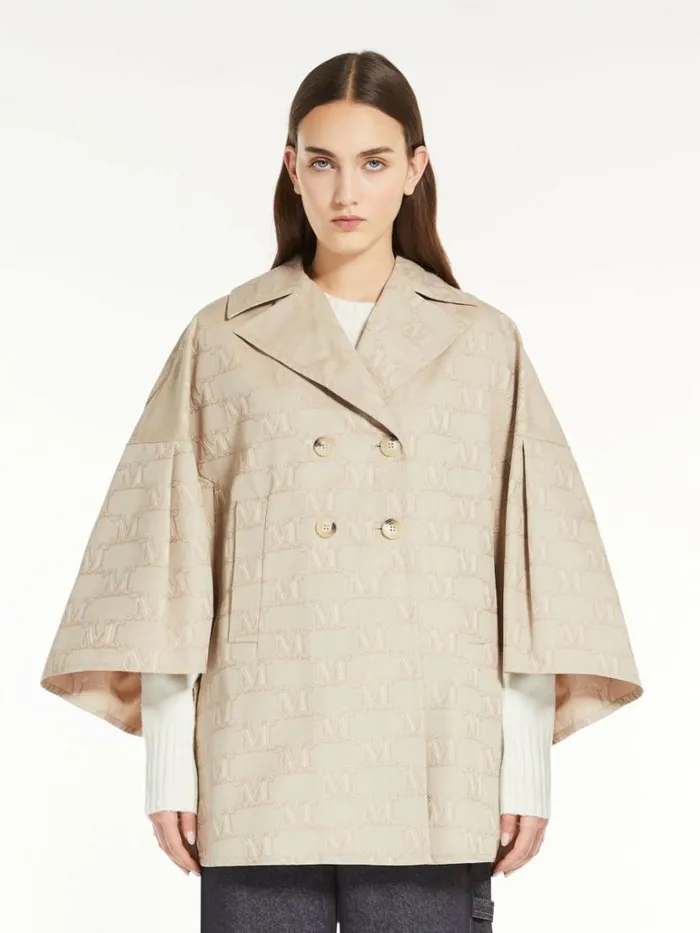 Women Max Mara Capes Cloak In Jacquard Gabardine Beige