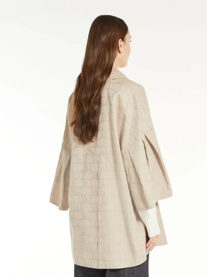 Women Max Mara Capes Cloak In Jacquard Gabardine Beige