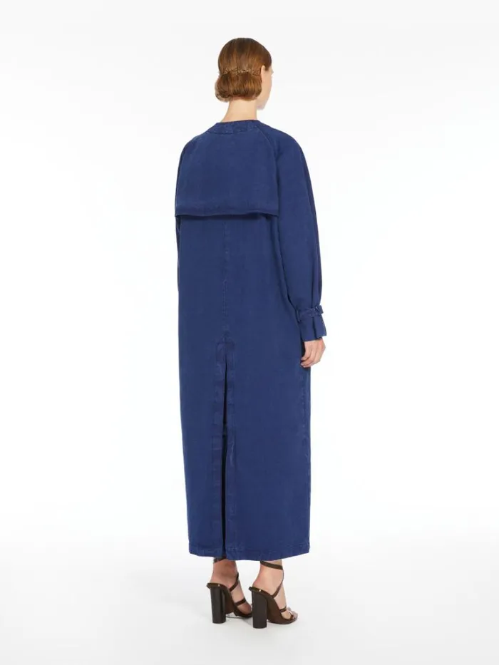 Women Max Mara Coats Canvas Doublebreasted Trench Coat Navy