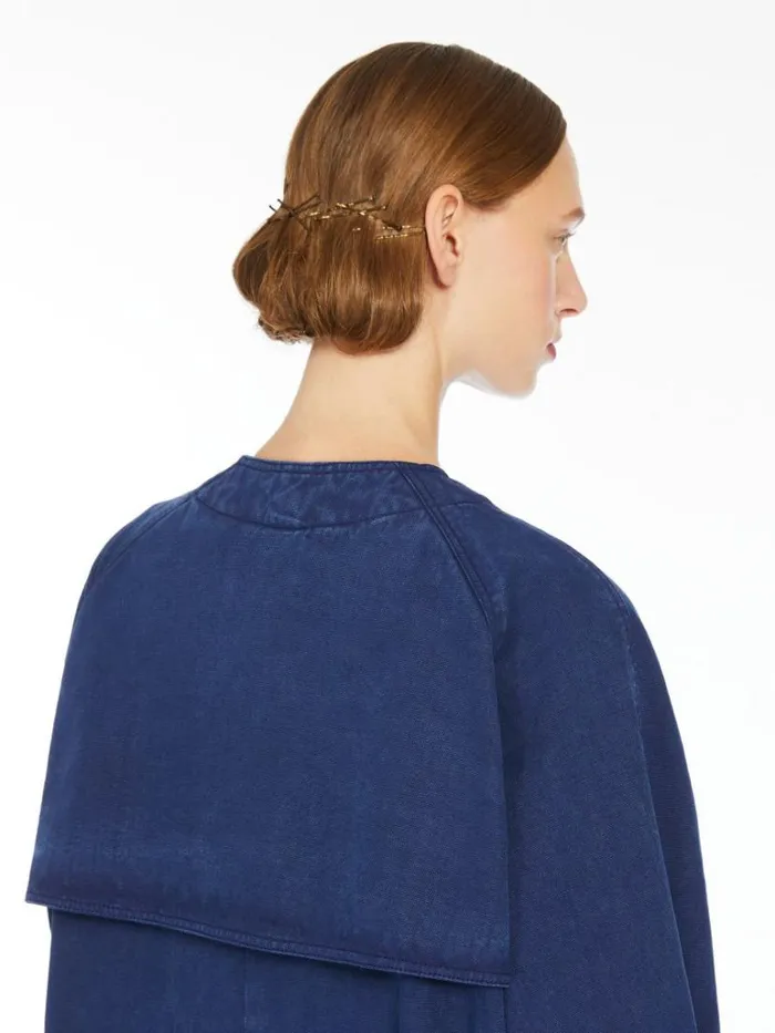 Women Max Mara Coats Canvas Doublebreasted Trench Coat Navy