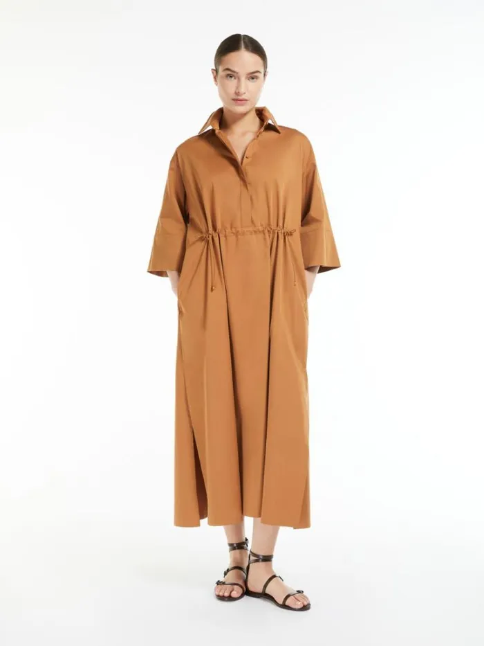 Women Max Mara Dresses Cotton And Silk Dress With Drawstring Tobacco