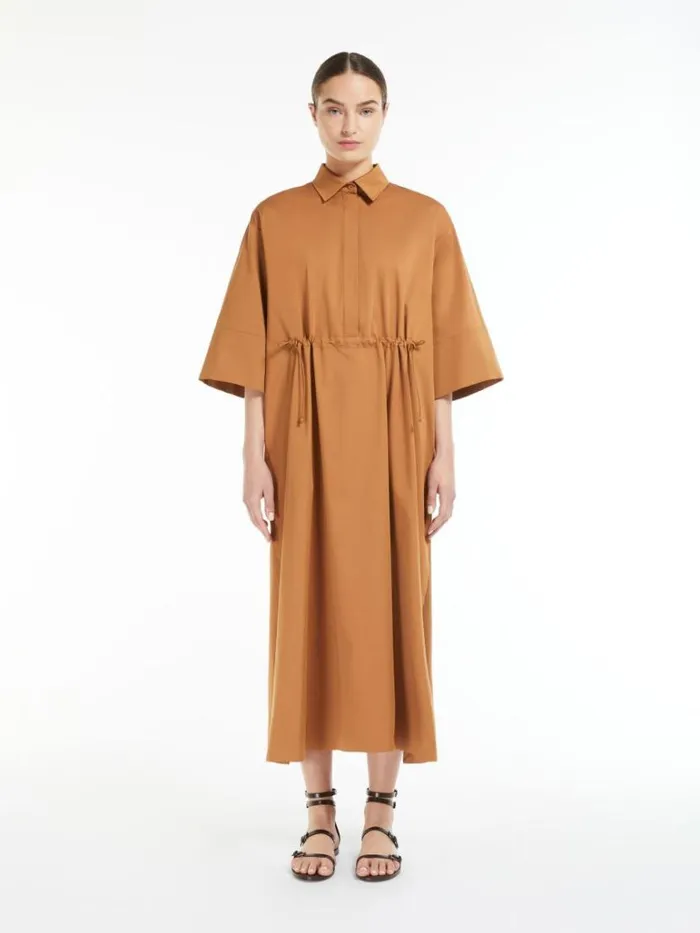 Women Max Mara Dresses Cotton And Silk Dress With Drawstring Tobacco