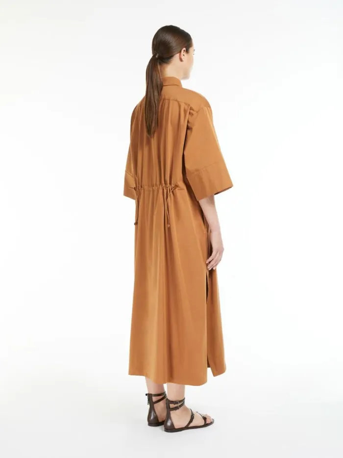Women Max Mara Dresses Cotton And Silk Dress With Drawstring Tobacco