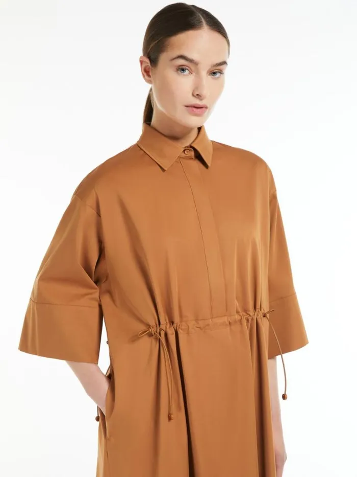 Women Max Mara Dresses Cotton And Silk Dress With Drawstring Tobacco