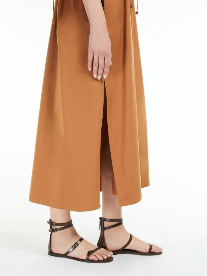 Women Max Mara Dresses Cotton And Silk Dress With Drawstring Tobacco