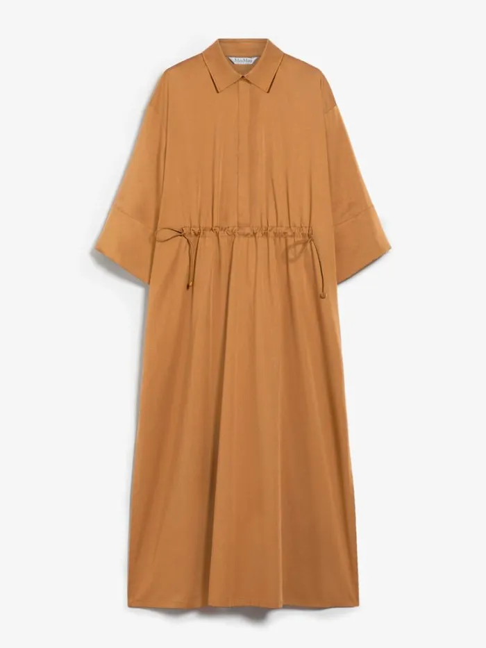 Women Max Mara Dresses Cotton And Silk Dress With Drawstring Tobacco