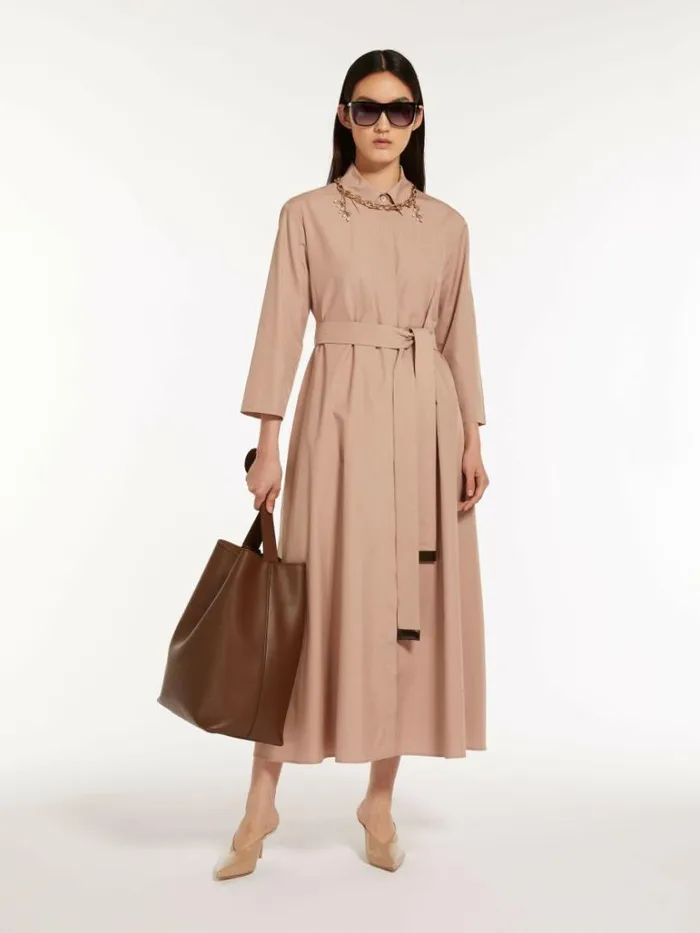 Women Max Mara Dresses Cotton Poplin Shirt Dress Powder