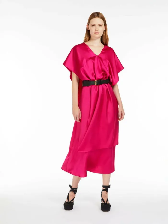 Women Max Mara Dresses Fluid Satin Dress Fuchsia