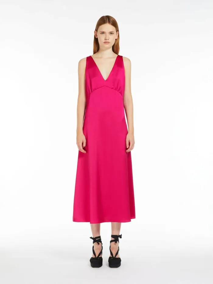 Women Max Mara Dresses Fluid Satin Dress Fuchsia