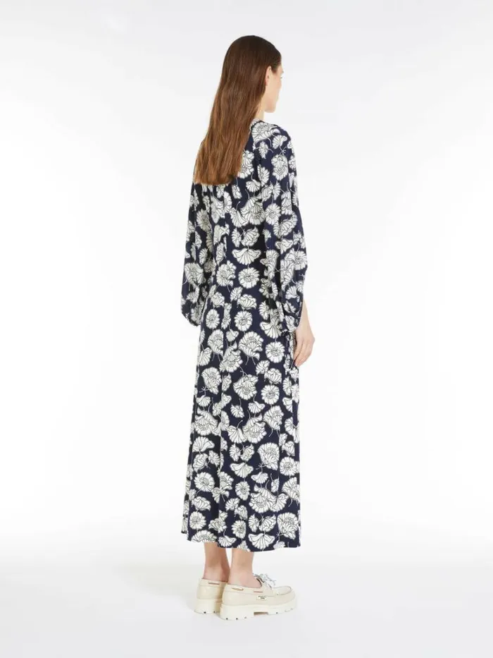 Women Max Mara Dresses Jersey Dress With Printed Sleeves Navy