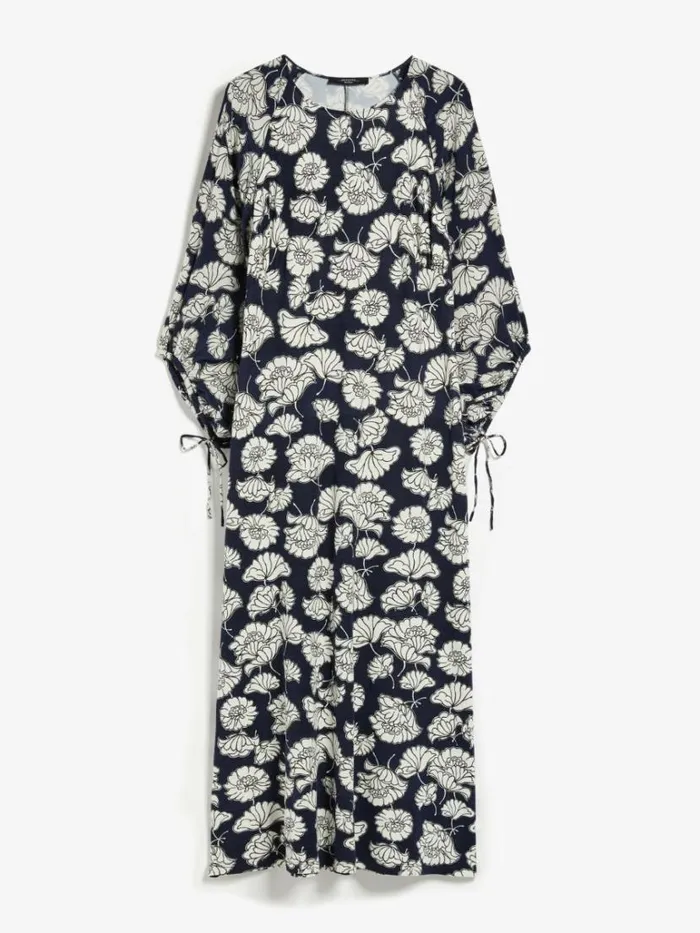 Women Max Mara Dresses Jersey Dress With Printed Sleeves Navy