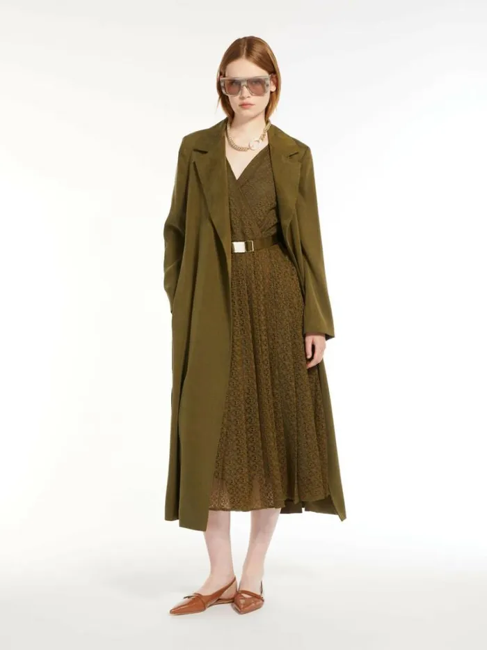 Women Max Mara Dresses Lace Dress With Circular Skirt Kaki