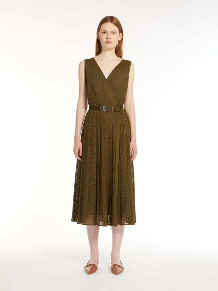 Women Max Mara Dresses Lace Dress With Circular Skirt Kaki