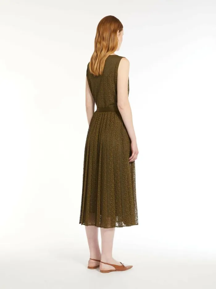 Women Max Mara Dresses Lace Dress With Circular Skirt Kaki