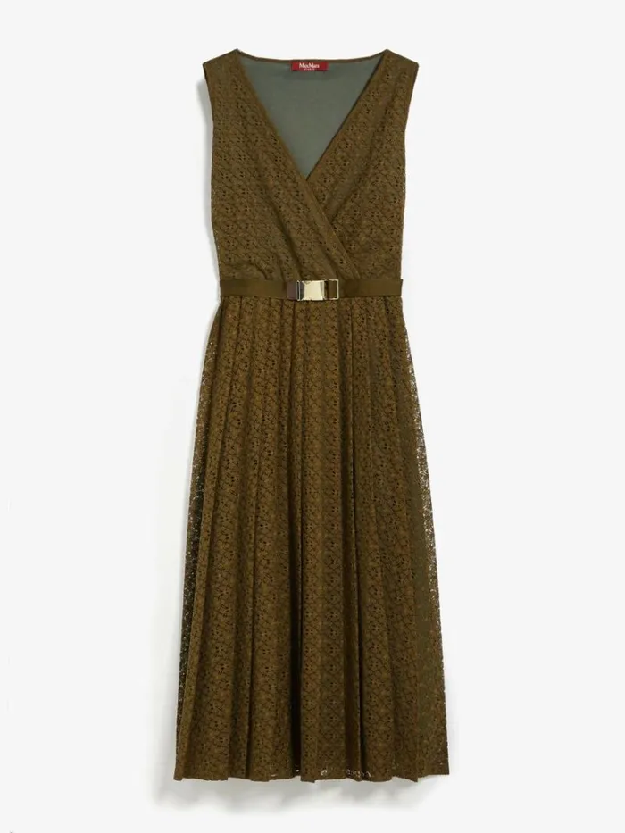 Women Max Mara Dresses Lace Dress With Circular Skirt Kaki