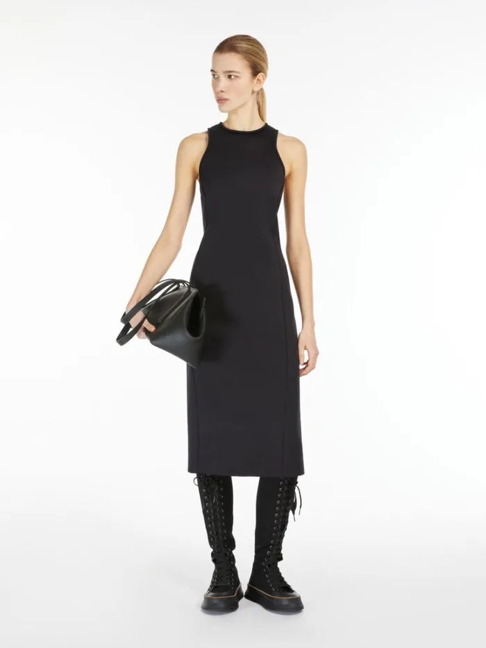 Women Max Mara Dresses Pinstriped Double Jersey Dress Black