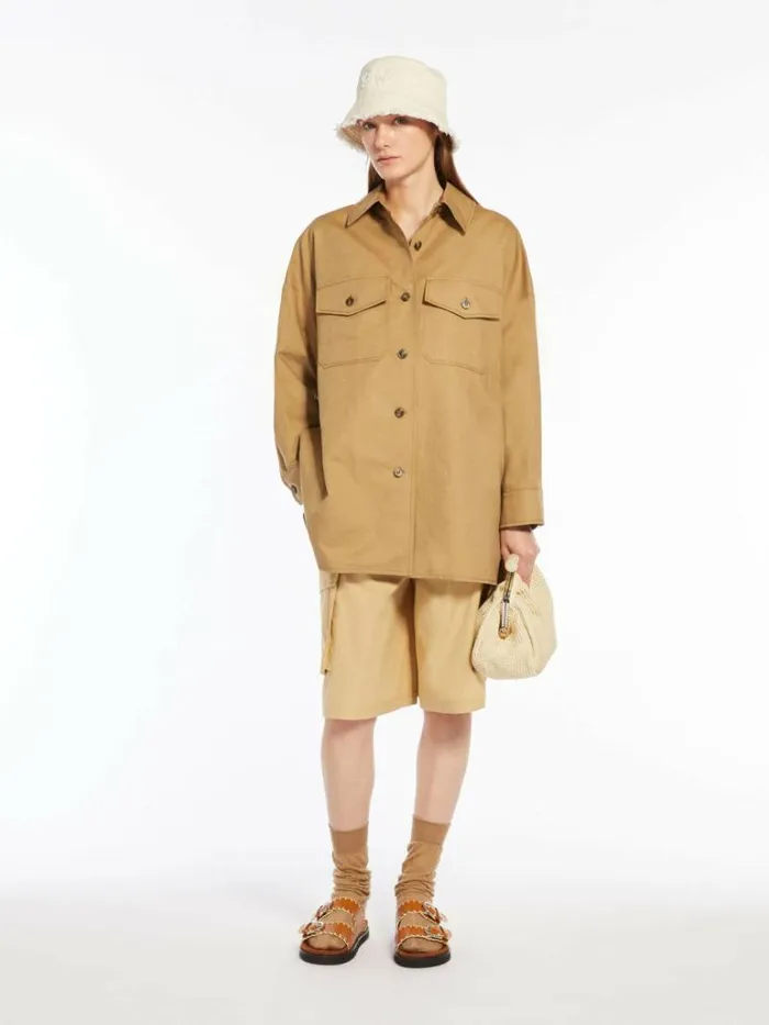 Women Max Mara Jackets And Blazers Cotton And Linen Basketweave Jacket Beige