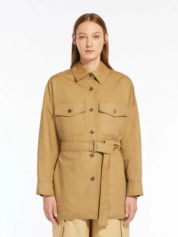 Women Max Mara Jackets And Blazers Cotton And Linen Basketweave Jacket Beige