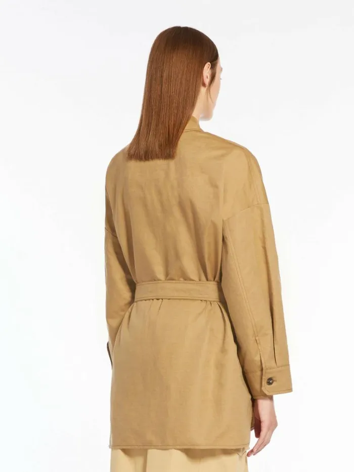 Women Max Mara Jackets And Blazers Cotton And Linen Basketweave Jacket Beige