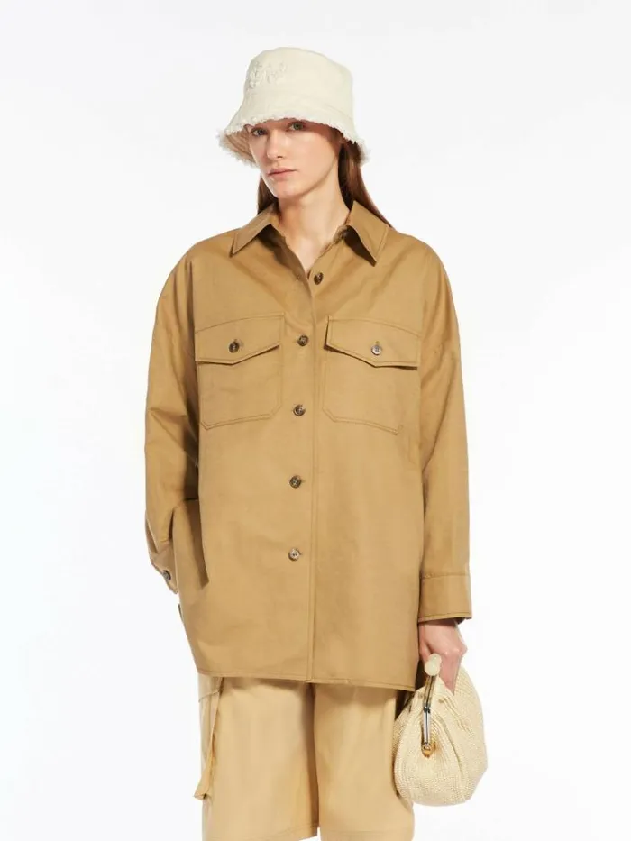 Women Max Mara Jackets And Blazers Cotton And Linen Basketweave Jacket Beige