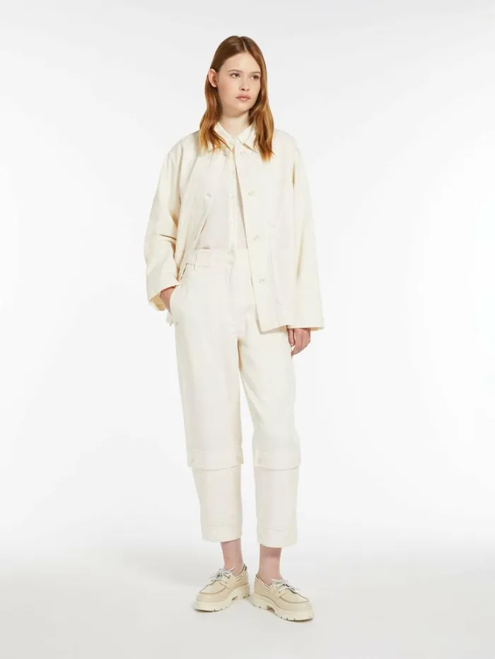 Women Max Mara Jackets And Blazers Pocketdetail Cotton Jacket Ecru