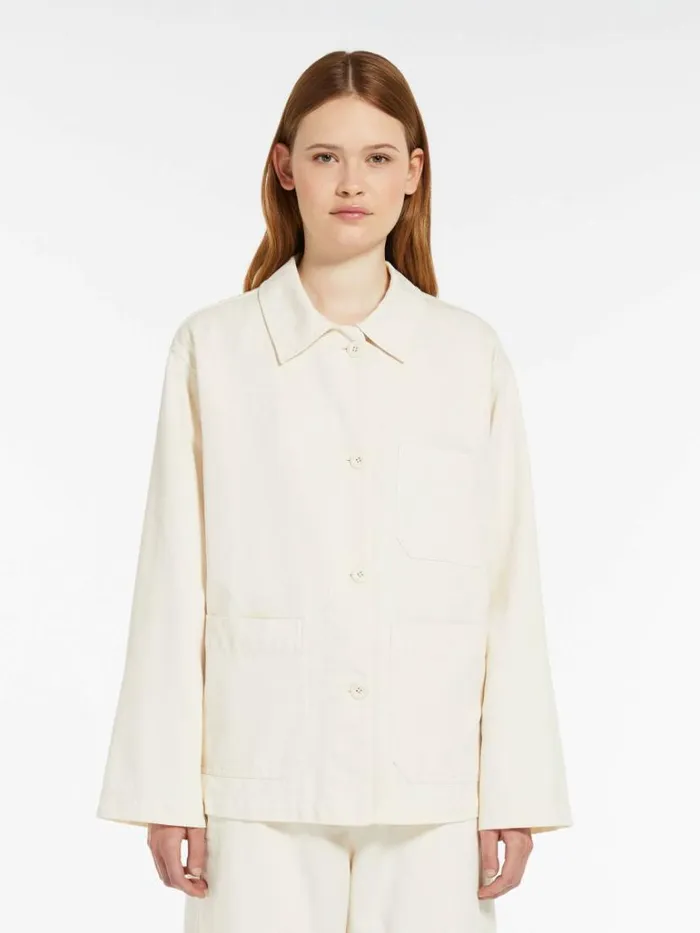 Women Max Mara Jackets And Blazers Pocketdetail Cotton Jacket Ecru