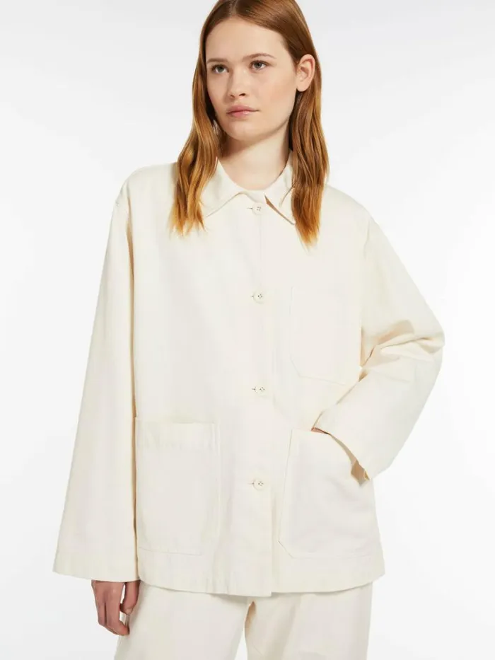 Women Max Mara Jackets And Blazers Pocketdetail Cotton Jacket Ecru