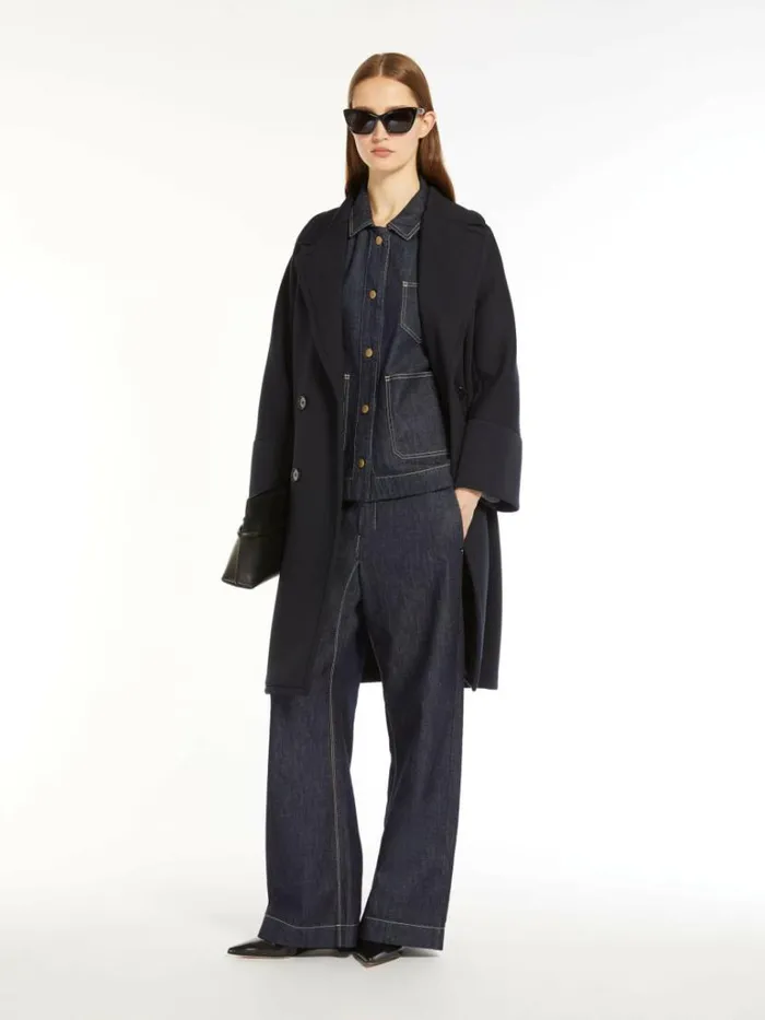 Women Max Mara Jackets And Blazers Washed Denim Jacket Midnightblue