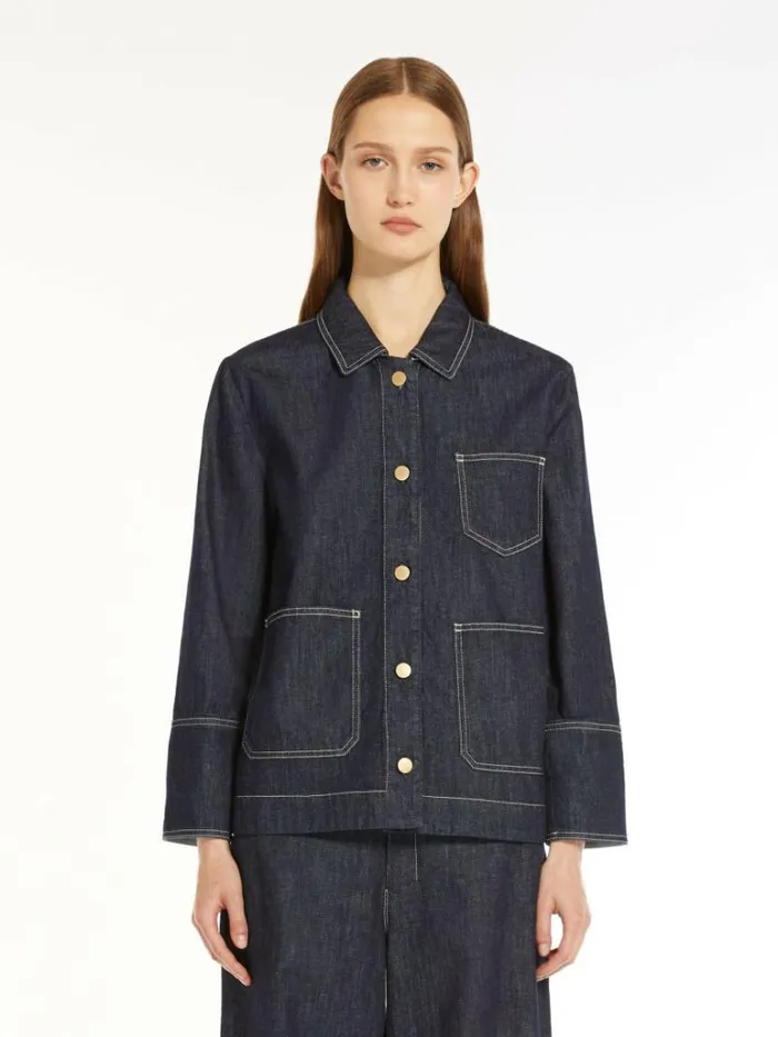 Women Max Mara Jackets And Blazers Washed Denim Jacket Midnightblue