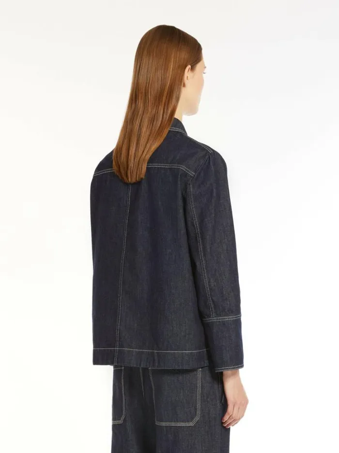 Women Max Mara Jackets And Blazers Washed Denim Jacket Midnightblue