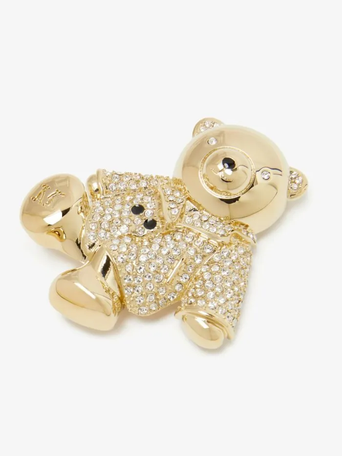 Women Max Mara Jewelry Metal Teddy Bear Brooch Crystal
