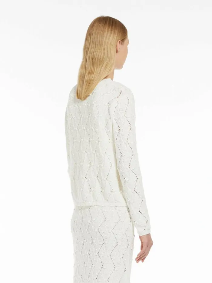 Women Max Mara Knitwear Argyle Cottonblend Cardigan White