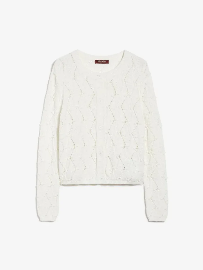 Women Max Mara Knitwear Argyle Cottonblend Cardigan White