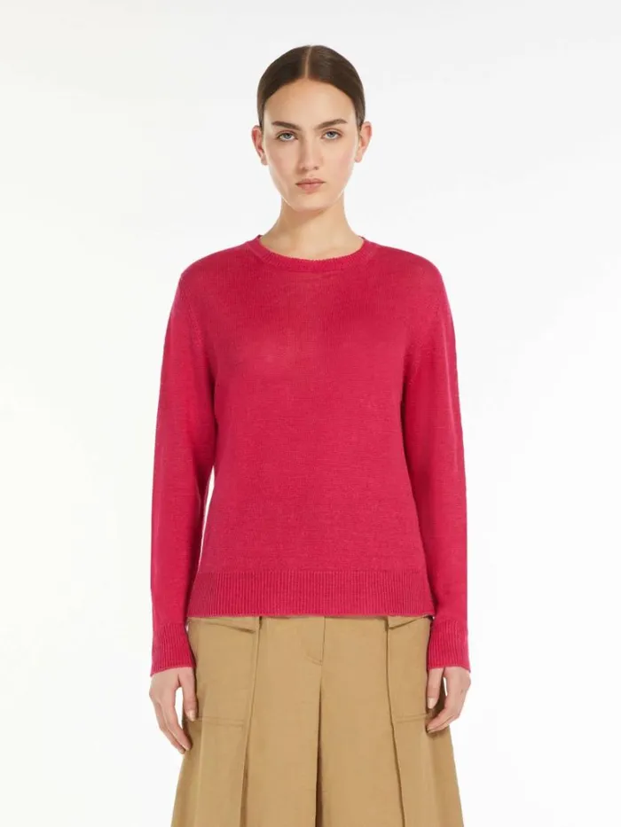 Women Max Mara Knitwear Linen Yarn Sweater Fuchsia