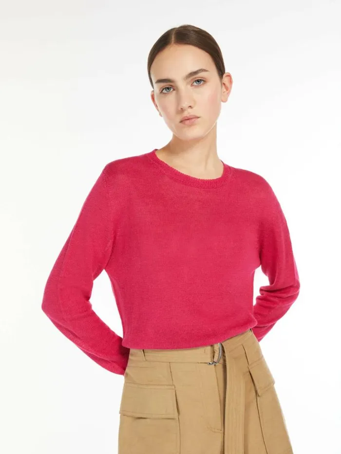 Women Max Mara Knitwear Linen Yarn Sweater Fuchsia