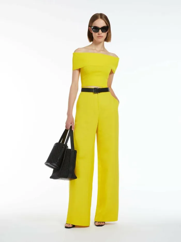 Women Max Mara Knitwear Ribbed Viscose Crop Top Yellow